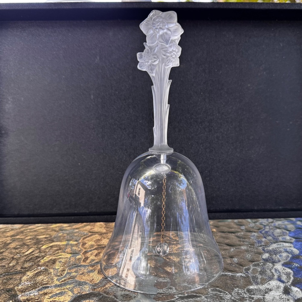 Schmid The Creative Hand French Clear Glass Bell with Flower Accent‎ Decor